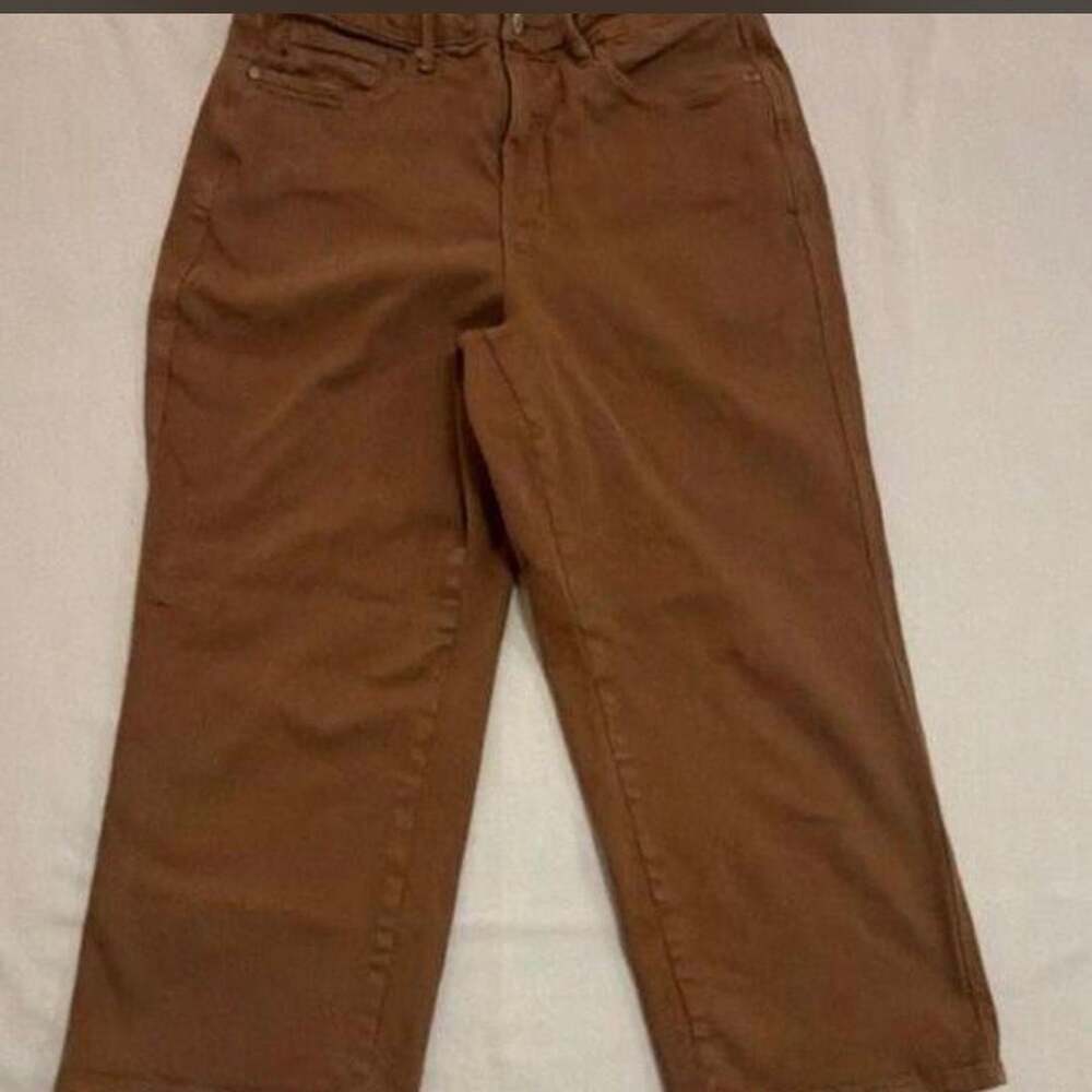 Judy Blue 14W Camel Brown Tummy Control Crop Wide Leg Jeans JB88805